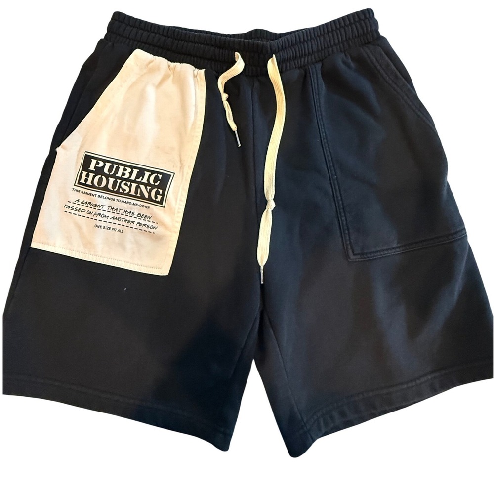 Public Housing Luxury Clothing for Low Income Mens Black Sweat Shorts Size M